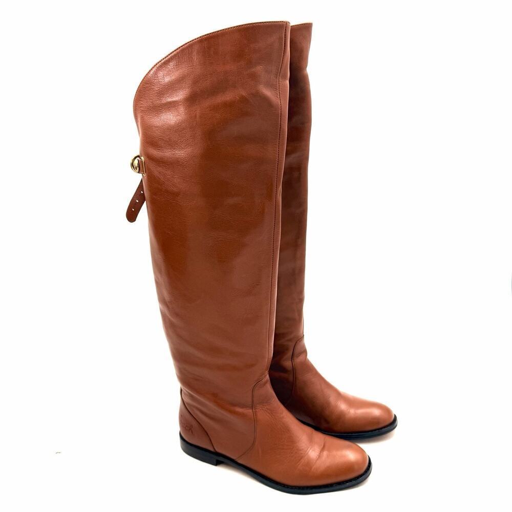 Coach Cheyenne Brown Soft Calf Leather Over the Knee Riding Boots Womens 8